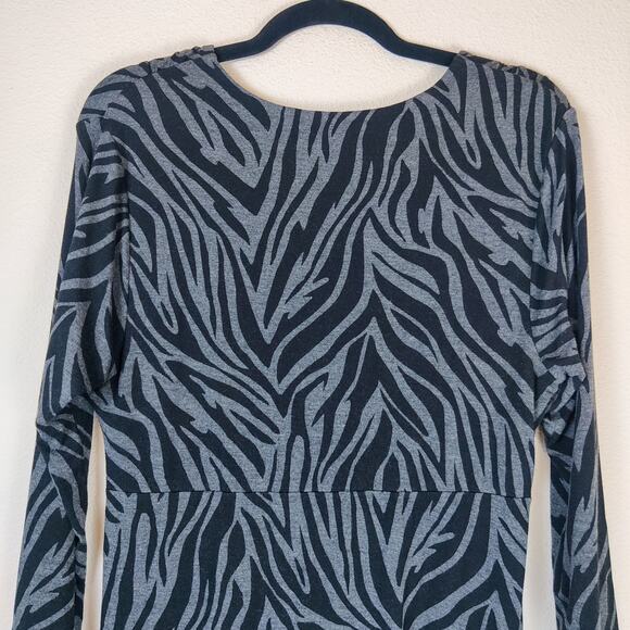 Lot of 2 Soma Animal Print Stretch Jersey Knit Midi Dresses Medium Gray Comfort - Picture 8 of 14